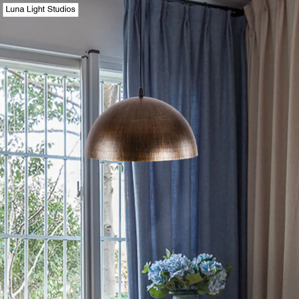 Vintage Style Metal Pendant Dome Shade In Bronze/Brown – Perfect For Dining Table