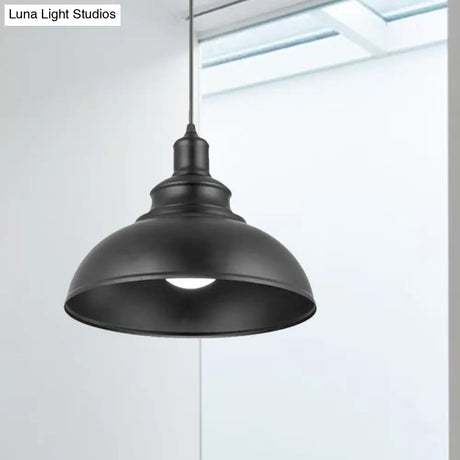 Vintage Style Metallic Black Hanging Light Dome Pendant Lamp