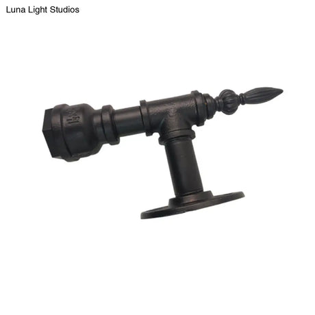 Vintage Style Metallic Matte Black Wall Lighting With Pipe Design And 1 Light For Bedroom