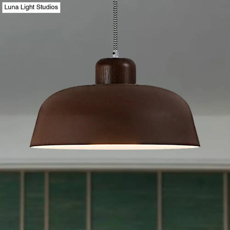 Vintage Style Metallic Pendant Lamp For Dining Table Ceiling With 12’/15’ W Bowl Shade 1 Light