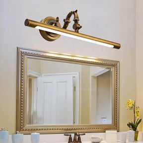 Vintage Style Metallic Tubular Wall Sconce - Led Vanity Light In Brass For Bathroom / 14