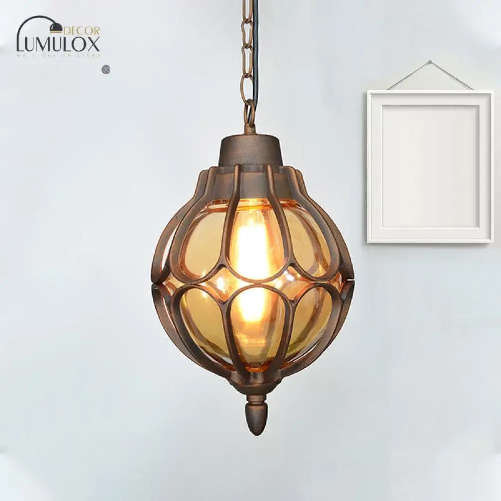 Vintage Style Orb Pendant Lamp Suspension In Black/Bronze/Gold Bronze / 7’ Lighting