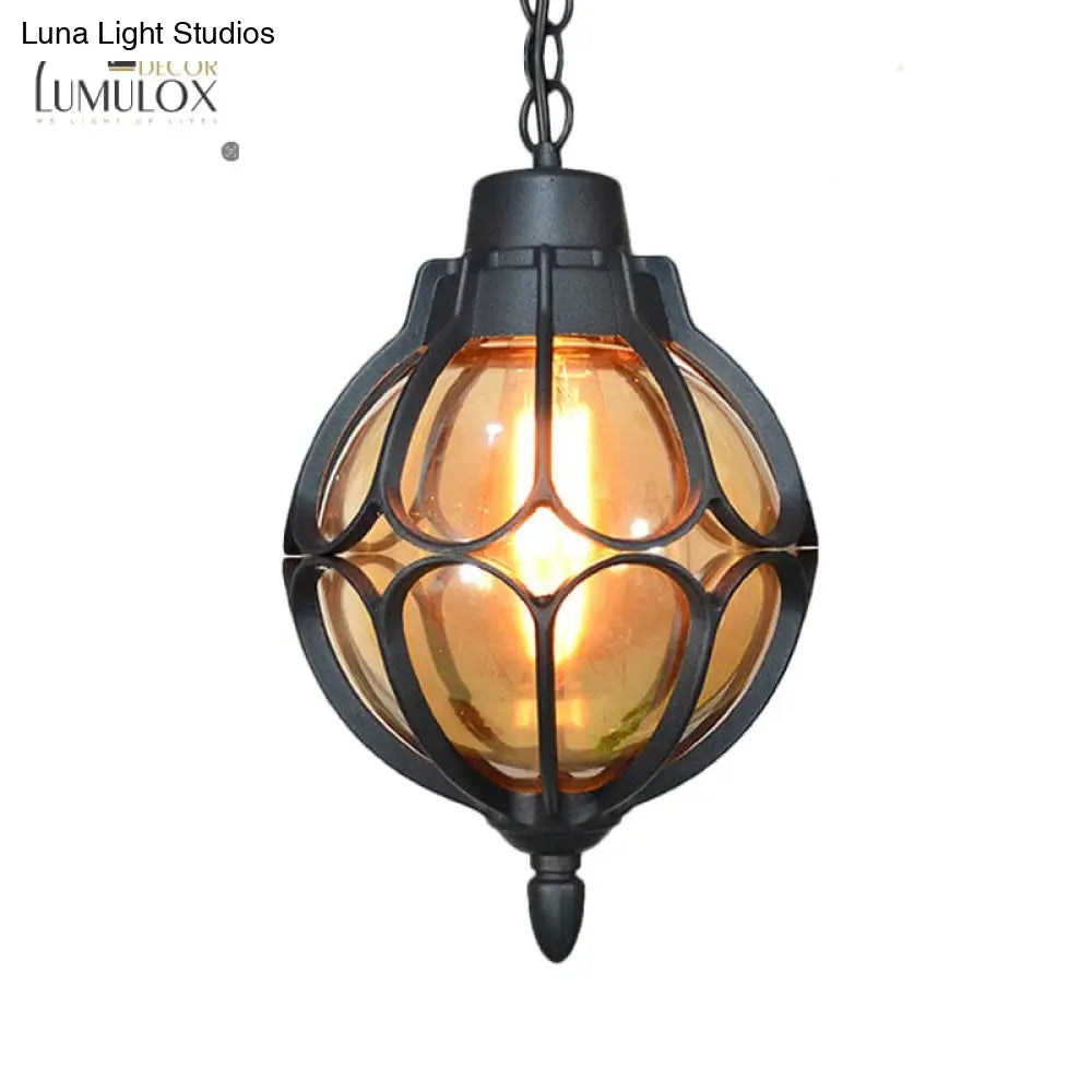 Vintage Style Orb Pendant Lamp Suspension In Black/Bronze/Gold Lighting