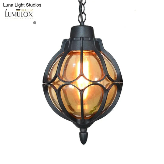 Vintage Style Orb Pendant Lamp Suspension In Black/Bronze/Gold Lighting