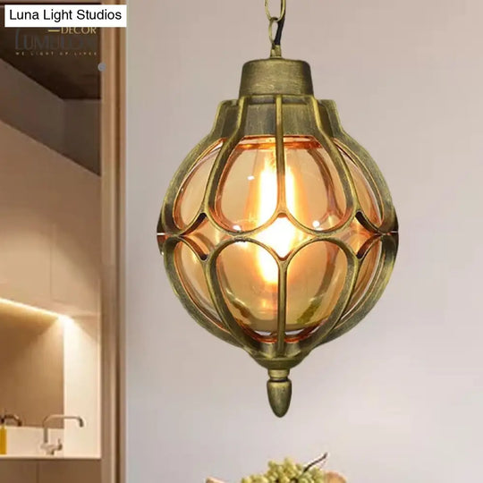 Vintage Style Orb Pendant Lamp Suspension In Black/Bronze/Gold Lighting