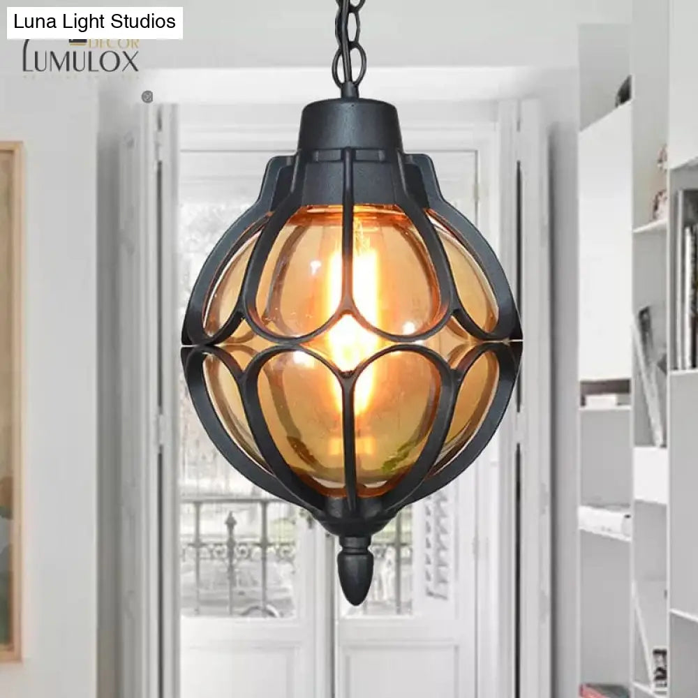 Vintage Style Orb Pendant Lamp Suspension In Black/Bronze/Gold Lighting