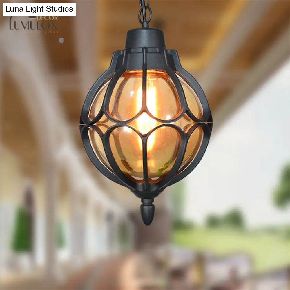 Vintage Style Orb Pendant Lamp Suspension In Black/Bronze/Gold Lighting