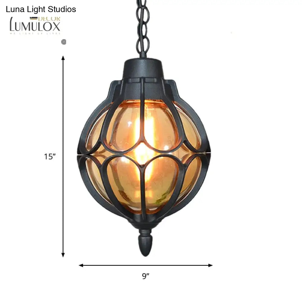 Vintage Style Orb Pendant Lamp Suspension In Black/Bronze/Gold Lighting