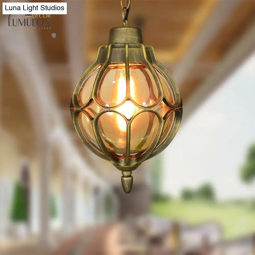 Vintage Style Orb Pendant Lamp Suspension In Black/Bronze/Gold Lighting