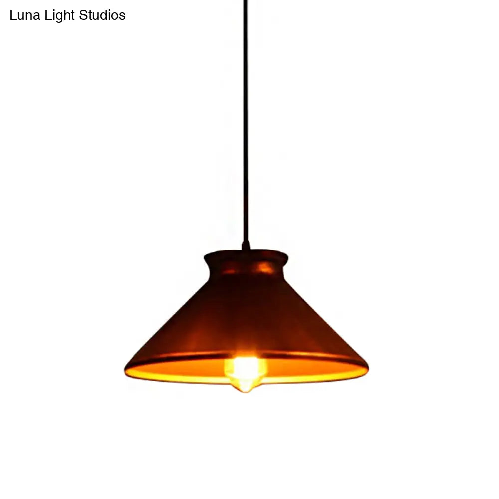 Vintage Style Pendant Light With Metal Shade | 1 Bulb Suspension Lighting For Dining Room In