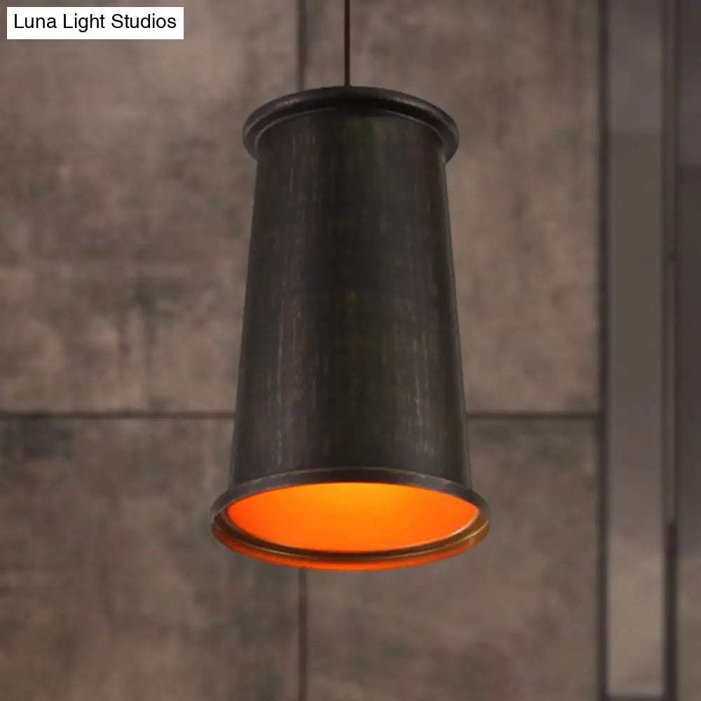 Vintage Style Pendant Light With Metal Shade | 1 Bulb Suspension Lighting For Dining Room In