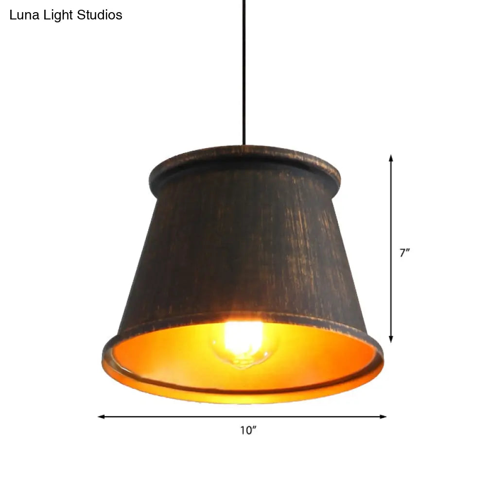 Vintage Style Pendant Light With Metal Shade | 1 Bulb Suspension Lighting For Dining Room In