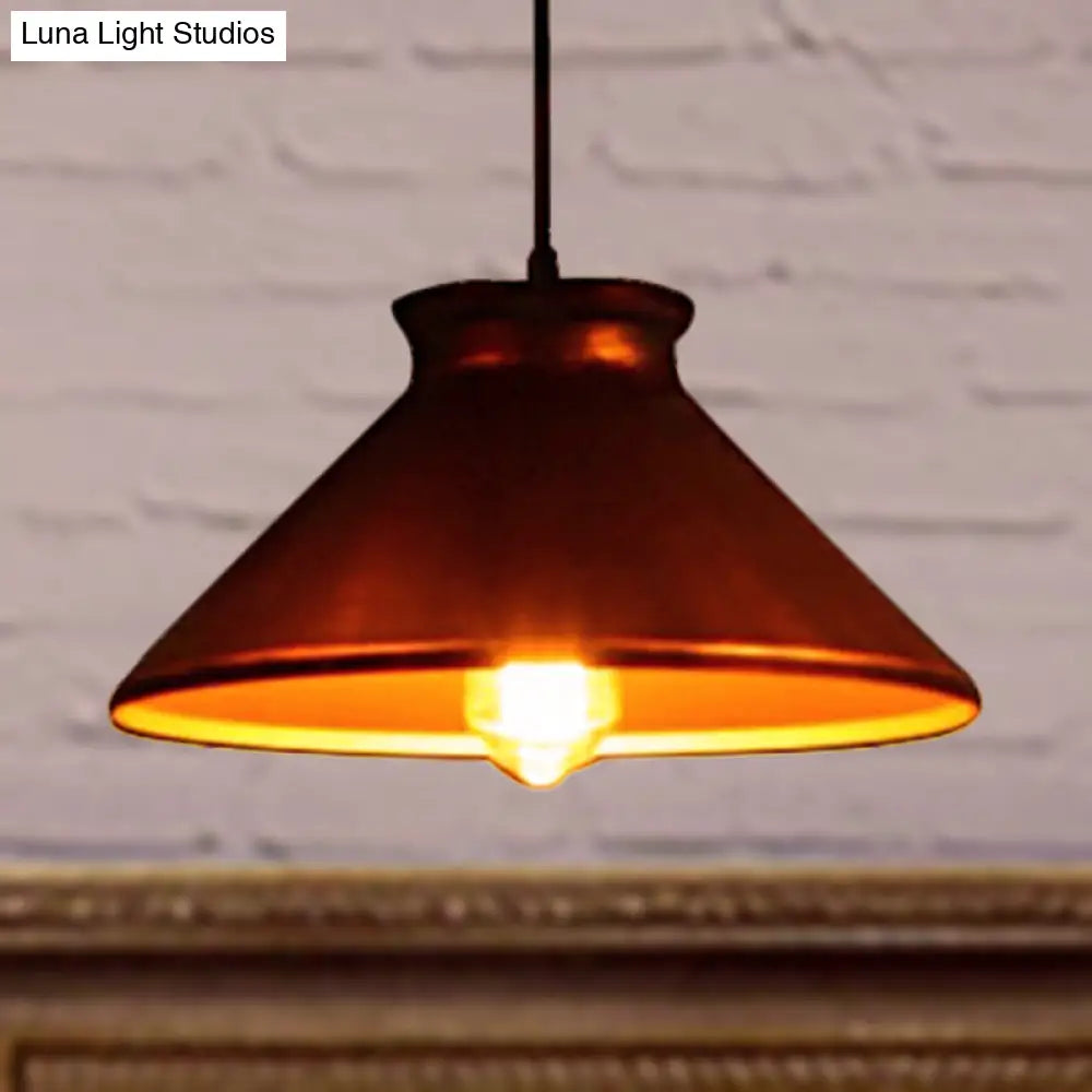Vintage Style Pendant Light With Metal Shade | 1 Bulb Suspension Lighting For Dining Room In