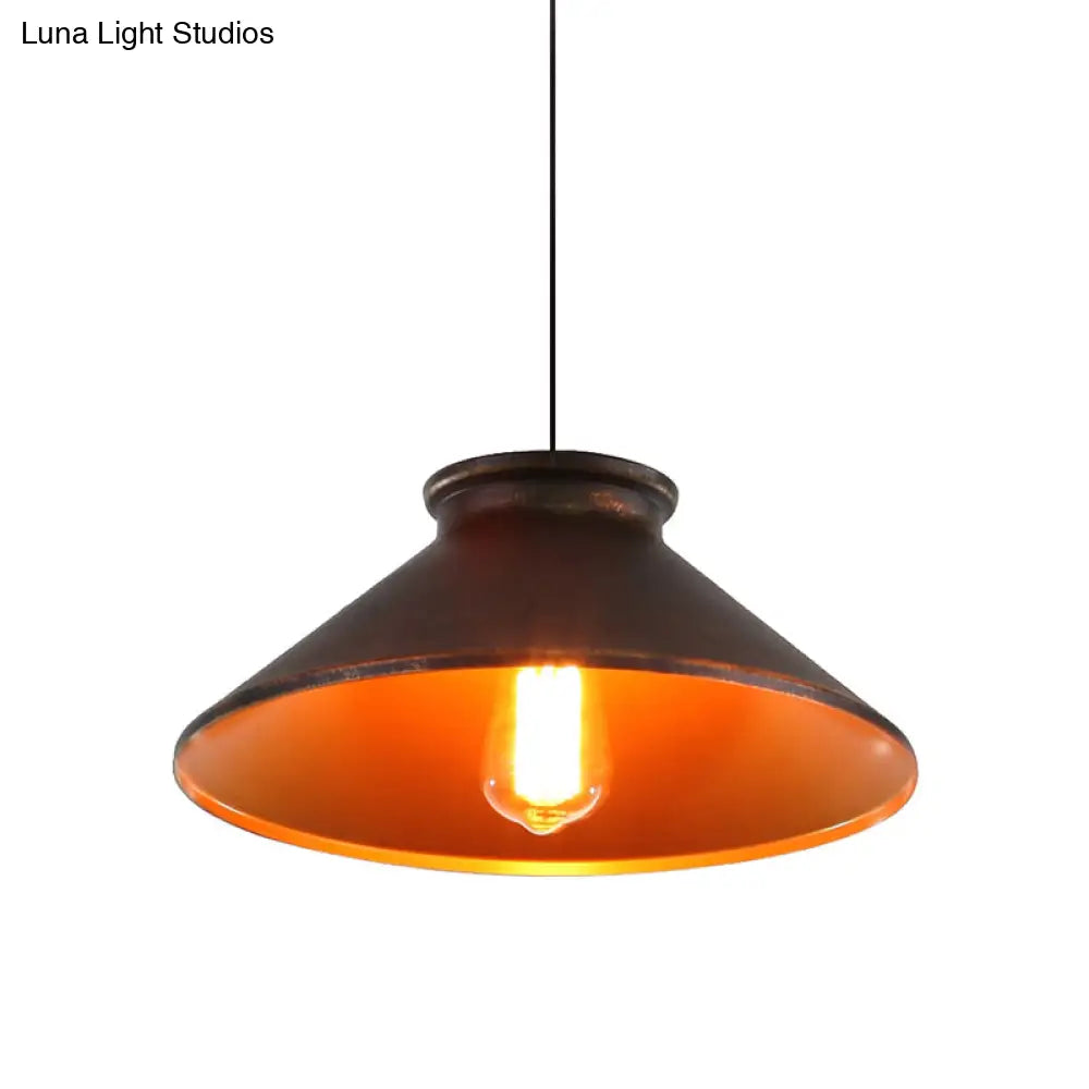 Vintage Style Pendant Light With Metal Shade | 1 Bulb Suspension Lighting For Dining Room In