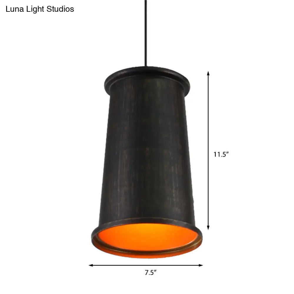 Vintage Style Pendant Light With Metal Shade | 1 Bulb Suspension Lighting For Dining Room In