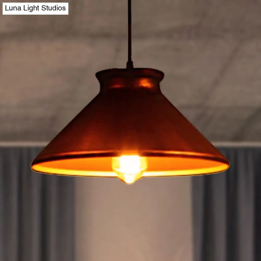 Vintage Style Pendant Light With Metal Shade | 1 Bulb Suspension Lighting For Dining Room In