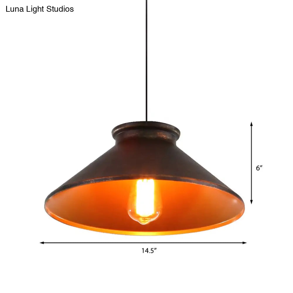 Vintage Style Pendant Light With Metal Shade | 1 Bulb Suspension Lighting For Dining Room In