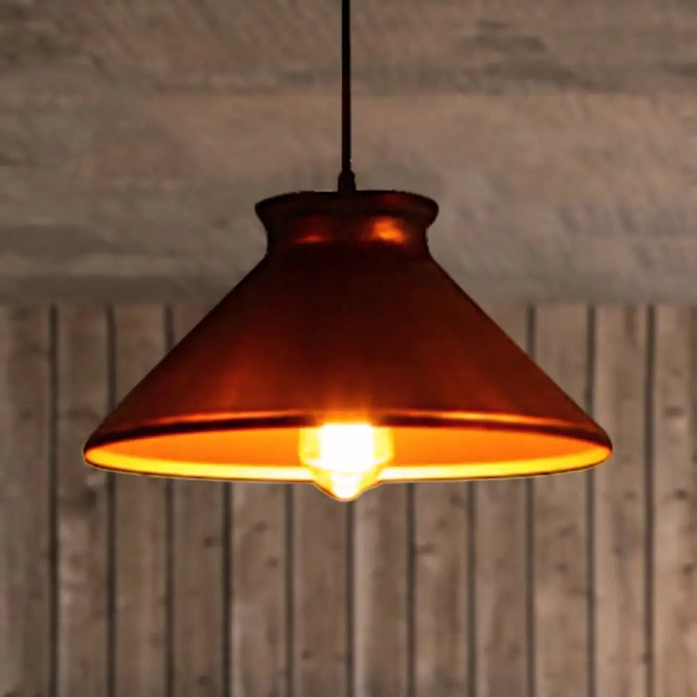 Vintage Style Pendant Light With Metal Shade | 1 Bulb Suspension Lighting For Dining Room In