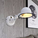 Vintage Style Rotatable Sconce Light In White/Red Metallic Dome Shade 1-Light For Bedroom Wall