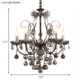 Vintage Style Smoke Gray Crystal Chandelier Light - Pendant Lighting For Dining Room 3/5 Candle