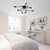 Vintage Style Twisted Arm 8-Light Semi Flush Mount Ceiling Light In Black/White For Living Room