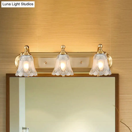 Vintage Style Vanity Sconce Light With Clear Glass Shade Golden Wall Lighting For Bathroom - 2/3