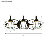 Vintage Style White Glass Cone Wall Mount Triple Light For Bathroom Lighting