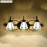 Vintage Style White Glass Cone Wall Mount Triple Light For Bathroom Lighting