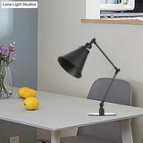 Vintage Stylish Conical Table Lamp With Metallic Shade Ideal For Study Rooms - 1 Head Black/Brass