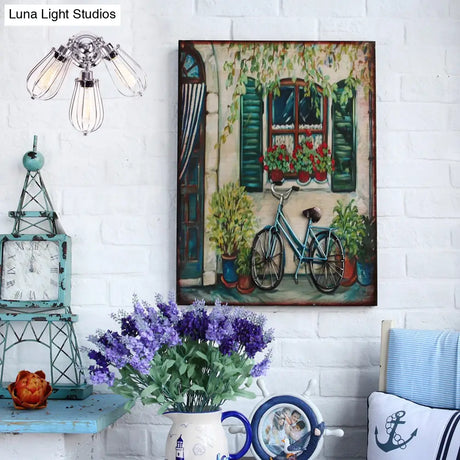 Vintage Stylish Metal Wire Guard Sconce Light - Polished Chrome 3 Bulbs Wall Lighting For Living