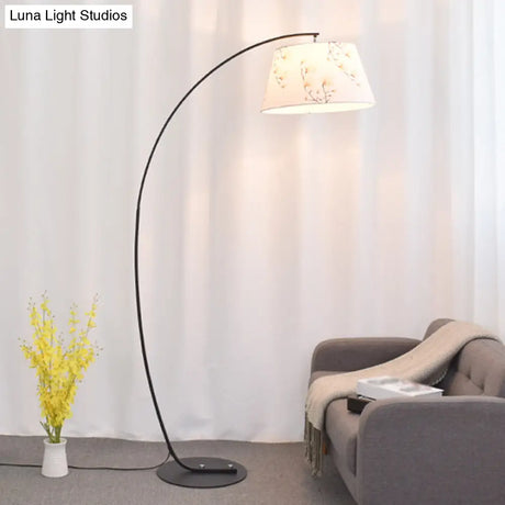 Vintage Tapered Fabric Standing Light - Single Living Room Floor Lamp