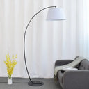Vintage Tapered Fabric Standing Light - Single Living Room Floor Lamp White