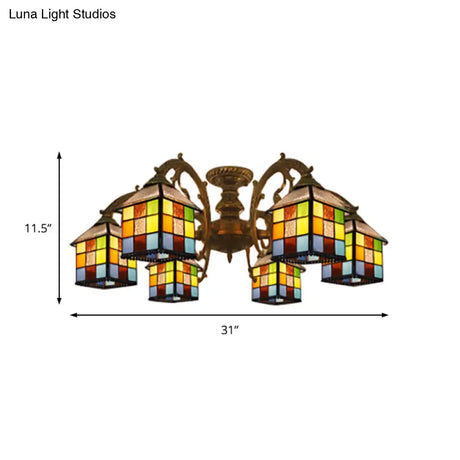 Vintage Tiffany Stained Glass Chandelier For Restaurant & Library - 3/5/6 Lights