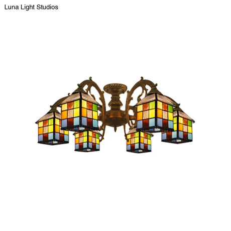 Vintage Tiffany Stained Glass Chandelier For Restaurant & Library - 3/5/6 Lights