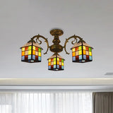 Vintage Tiffany Stained Glass Chandelier For Restaurant & Library - 3/5/6 Lights 3 / Antique Bronze