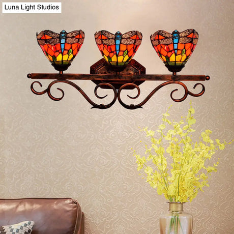 Vintage Tiffany-Style Dragonfly Vanity Lights: Colorful Over-Mirror Fixtures
