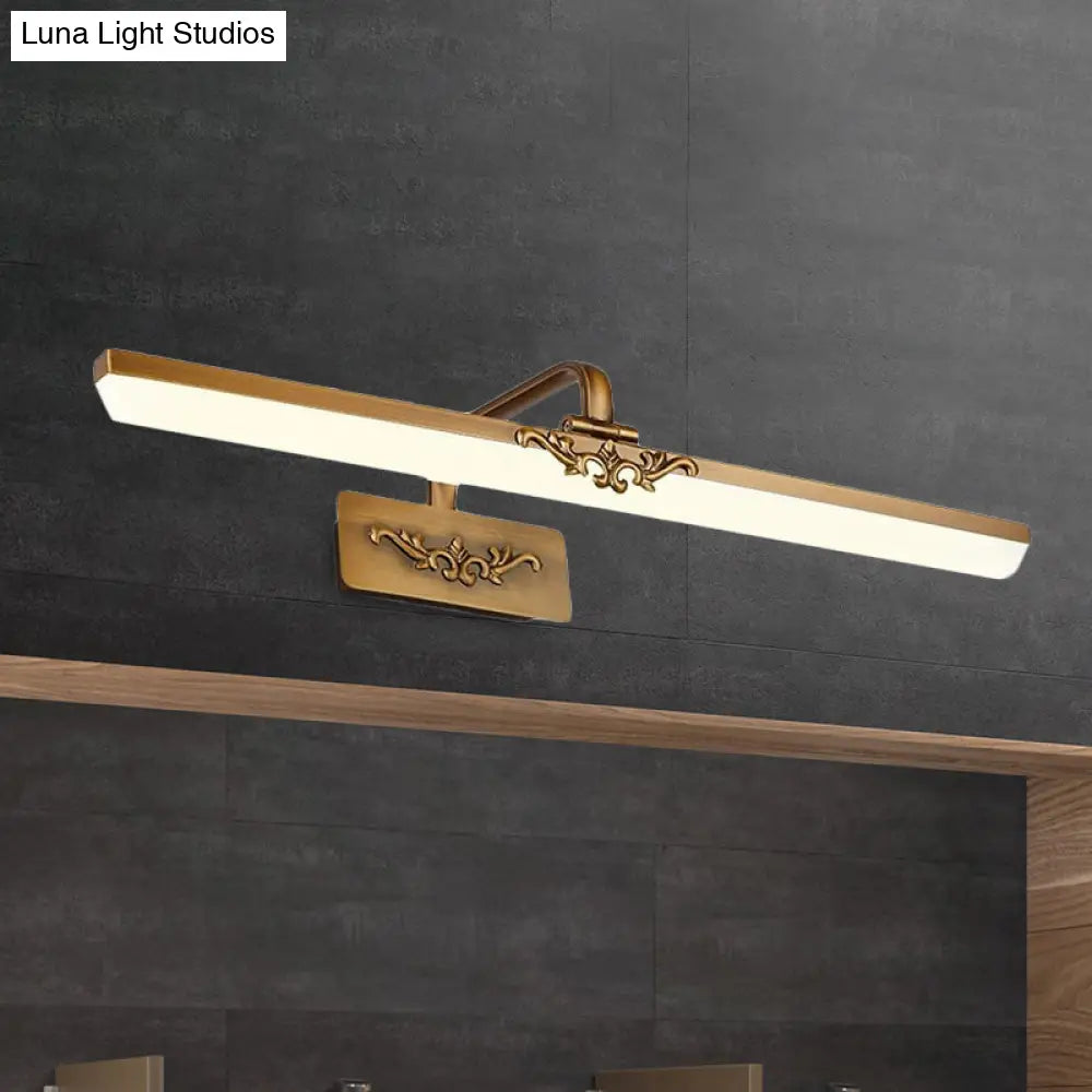 Vintage Ultra-Thin Metal Bronze Wall Vanity Light With Integrated Led For Bedroom - Warm/White