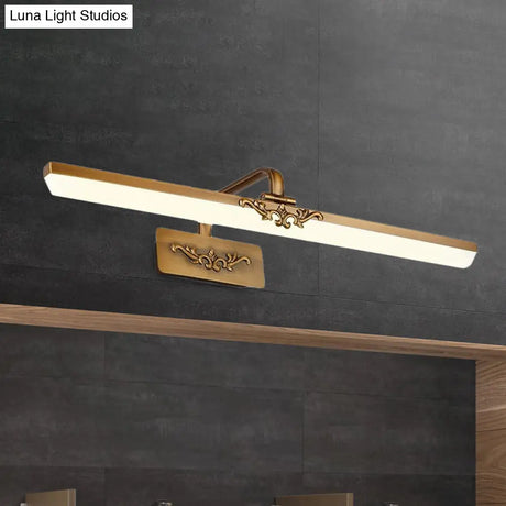Vintage Ultra-Thin Metal Bronze Wall Vanity Light With Integrated Led For Bedroom - Warm/White