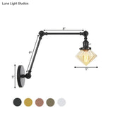 Vintage Wall Mounted Dining Room Sconce Light 1-Light With Glass Shade Adjustable Arm -