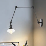Vintage Wall Mounted Dining Room Sconce Light 1-Light With Glass Shade Adjustable Arm -