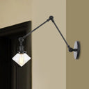 Vintage Wall Mounted Dining Room Sconce Light 1-Light With Glass Shade Adjustable Arm -