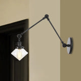 Vintage Wall Mounted Dining Room Sconce Light 1-Light With Glass Shade Adjustable Arm -