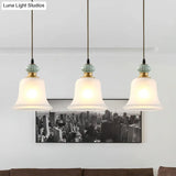 Vintage White Glass Cluster Pendant Light With Ceramic Cap For Dining Room Décor
