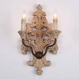 Vintage White Wood 2-Light Candle Wall Sconce For Porch Distressed