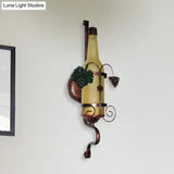 Vintage Wine Bottle Wall Sconce Light In Yellow For Dining Room