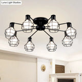 Vintage Wire Framed Metal Ceiling Lights With Adjustable Heads For Bedroom - Available In 3/5/8 And