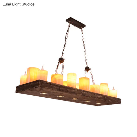 Vintage Yellow Marble Candle Island Light Fixture With 8/12/16 Lights For Dining Room