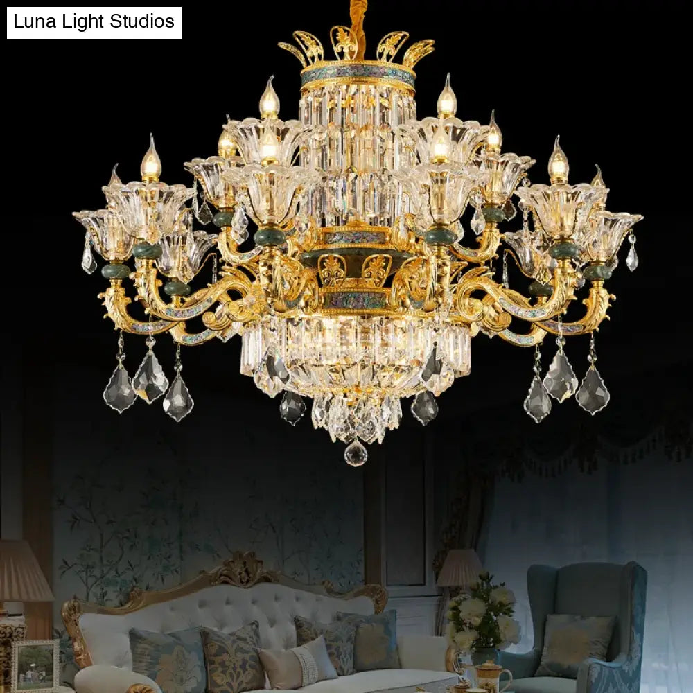 Vivienne French Copper Crystal Candle Chandelier Duplex Stair Pendant Light chandelier