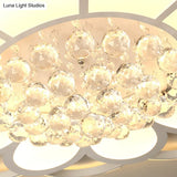 Warm/White/3 Color Led Crystal Flush Light - Simple White Floral Living Room Mount Lamp Multiple