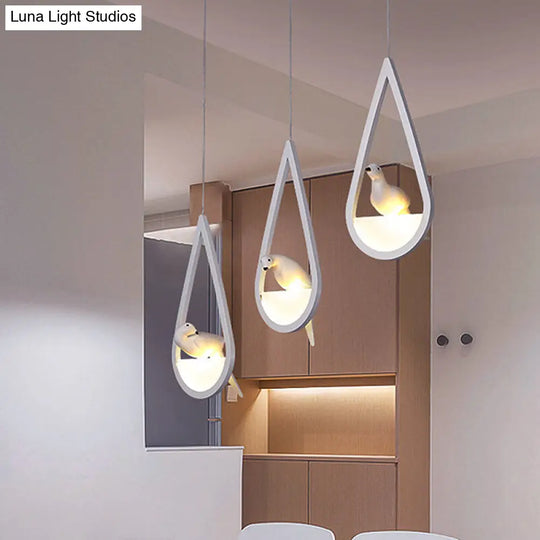 Waterdrop Pendant Lamp In Black/White - Acrylic Frame 1/2/3 Lights Dining Room Ceiling Lighting